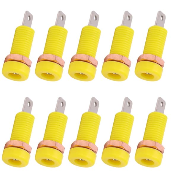 4mm Banana Jack Socket Mounting Terminal - 10pcs Yellow Panel Adapter for Electronic Instruments