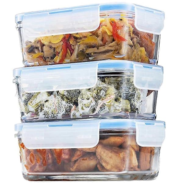 3 Glasbeholdere til Madlavning, Snacks og Dips 830 ml