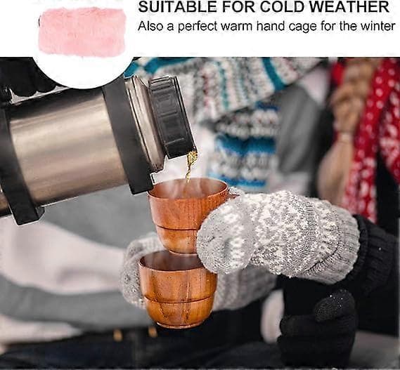 Fuskepels Håndmuffer Varm Vintermuffe Vinter Håndvarmer for Kvinner Jenter Rosa 30CM