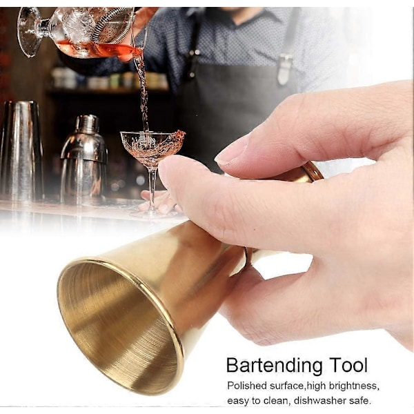 Jigger för Bartending 2 st, Gyllene Dubbla Huvuden Jigger Rostfritt Stål Shot Mått Jigger Japansk Stil Dubbel Jigger Mätverktyg för Bar