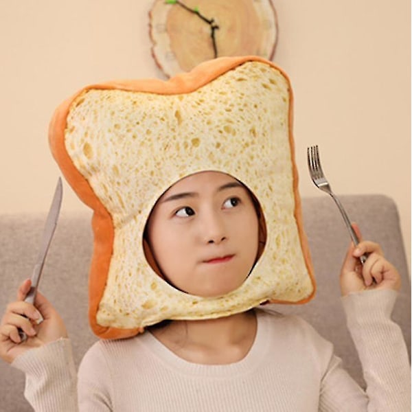 Toastbrød Hat, DIY Selfie Props Plys Hat Kostume Tilbehør