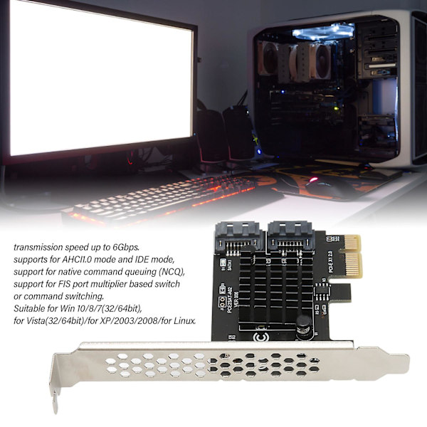 PCIe SATA 3.0 Udvidelseskort til Desktop - Stabil 6 Gbps Transmission, Plug and Play Controller