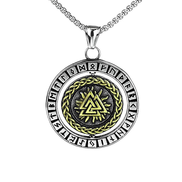 Nordisk Viking Smykke Odins Valknut og Viking Vegvisir Rune Halskæde med Rustfri Stålkæde og Vedhæng som Gave til Mænd1