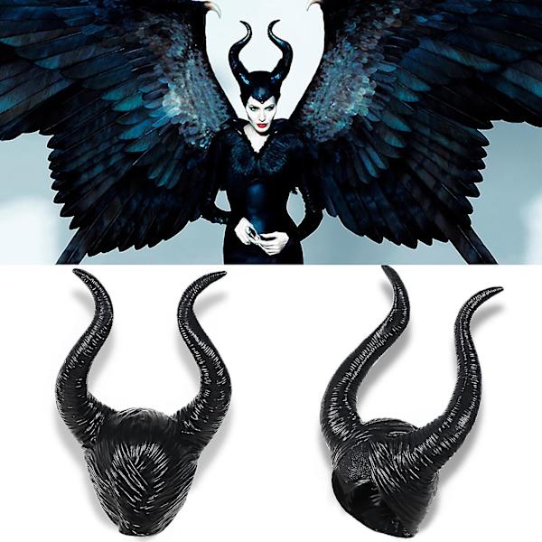 Halloween Latex Maleficent Hatt med Onde Svarte Horn - Dronning Hodeplagg