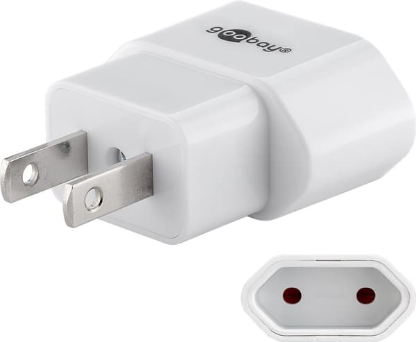 Reiseadapter europlugg til USA/Japan, hvit