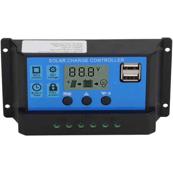 12V 24V solpanel-controller, PWM fotovoltaisk regulator, LCD-display, 70A MPPT-oplader