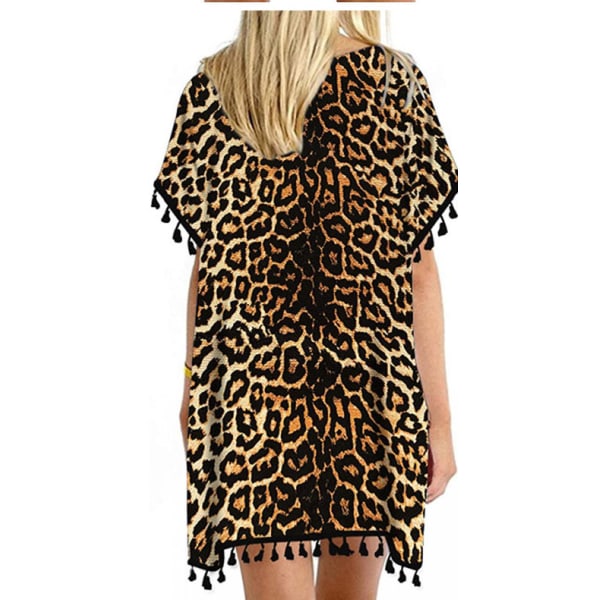 Dames Chiffon Badetøj Strand Badetøj Cover Ups Til Badetøj --- Leopard Print Osize S