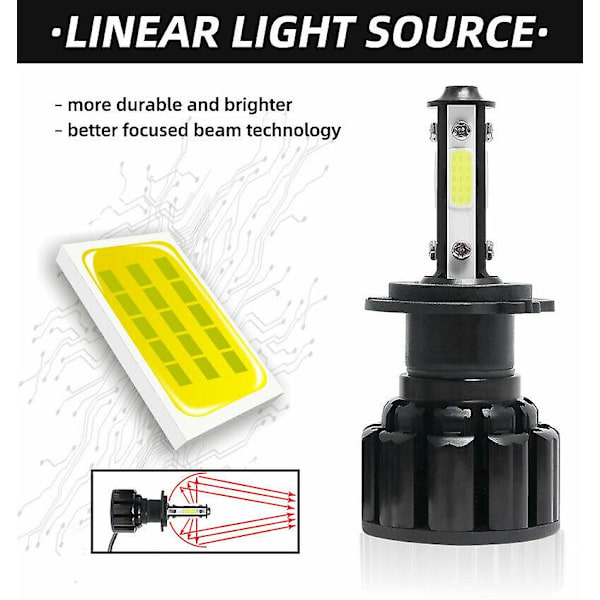 H13/9008 LED-ajovalolamppujen sarja 4-puolinen 360 korkea/matala säde LED-lamput 6500k 200w