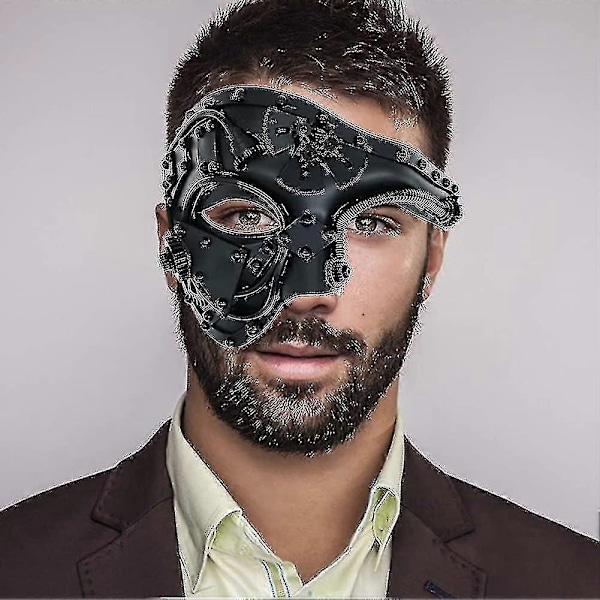 Steampunk Metall Cyborg Venetiansk Mask, Maskeradmask För Halloweenkostym