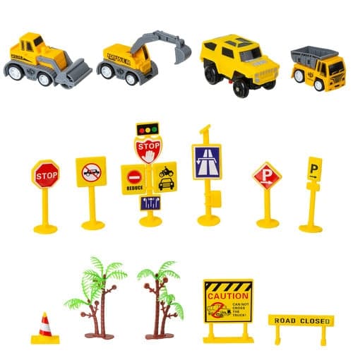 Construction Site Car Track Building Set 255 Pieces with Car & Construction Vehicles 3+