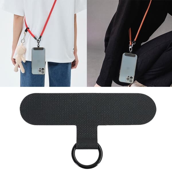 2-pack Universal Telefon Lanyard Patch, Nylon Mobiltelefon Snodd Fäste, Svart