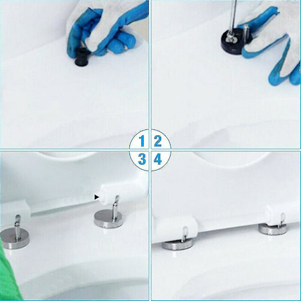 2-pack Snabbfäste Övre Fast Toalettstolssäte Gångjärn Toalett Tillbehör Reparationsdelar Verktyg