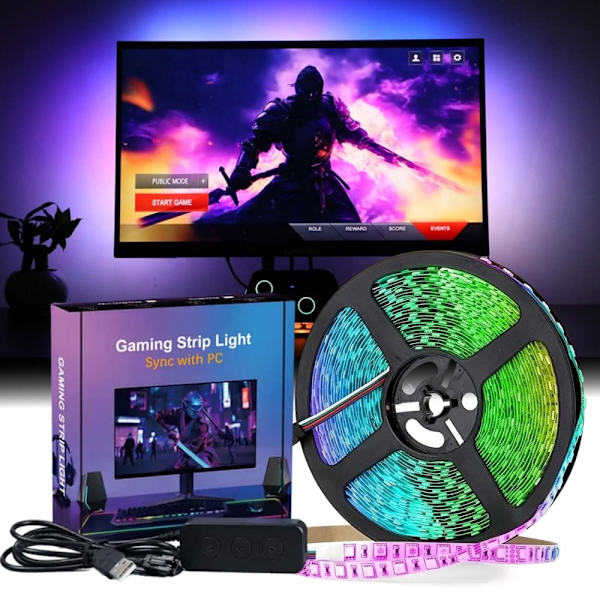 Gaming Ambilight RGBIC LED for 27″ Screen – PC Sync, Multicolor