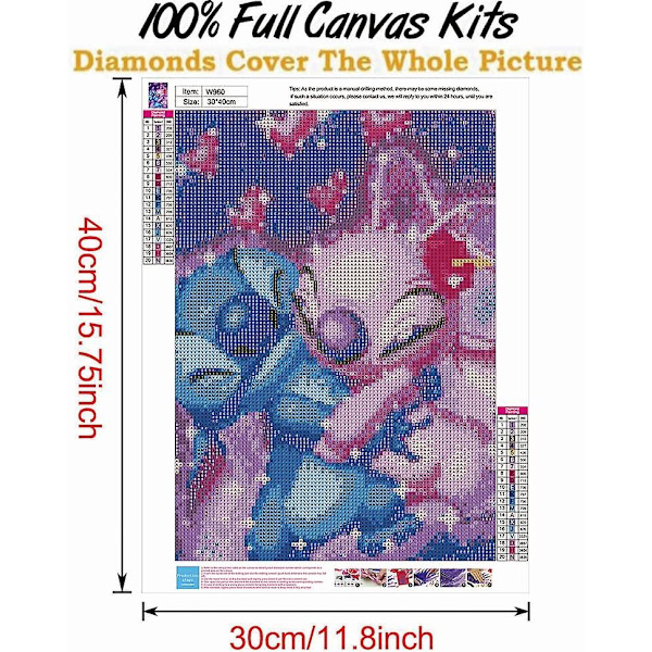 Stitch Diamantmålning Kit Stitch Diamantkonst Måla Med Diamanter Kit För Vuxna Full Borr Stitch Gåvor Hem Väggdekor 12 X 16 Tum