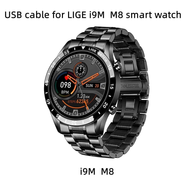 Kompatibel med Lige I9m Smartwatch-oplader, Magnetisk USB-opladningskabel, udskiftningsopladerkabel, kompatibel med Lige I9m M8 Smartwatch