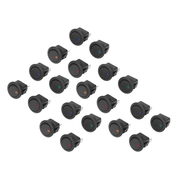12V Rund Vippebryter LED-lys 3-Pin 2-posisjons Vipp SPST - Sett med 20