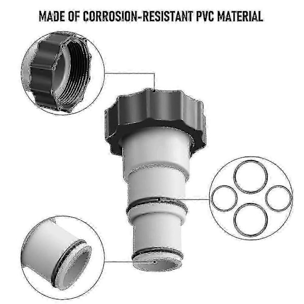 2-pack Intex A-serie slangadapter med gängad krage och tätningsringar (32 mm slangar till 38 mm)