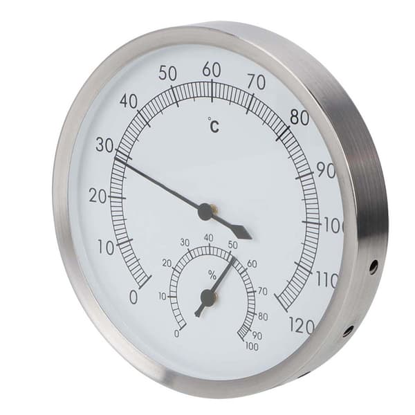 2-i-1 Dampbadstermometer Hygrometer Thermo Hygrometer Innendørs i Rustfritt Stål
