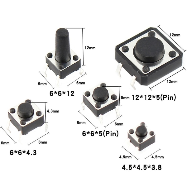 125 kpl Mikrokytkimet Auton Kaukosäätimen Painikkeet SMD DIP Valikoimasetti