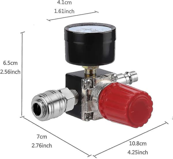 Tryckregulator Trevägsventil 175psi 12bar 1/4 Tums Tryckmätare Regulator För Kompressor (ny 3-vägsventil)