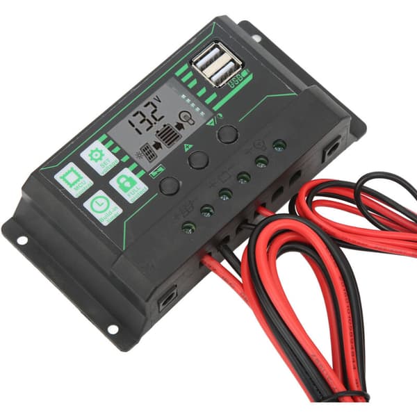 12V 24V 360W MPPT Solarladeregulator, Solcellepanelregulator, Justerbare Parametere, LCD-skjerm for Utendørs Bruk