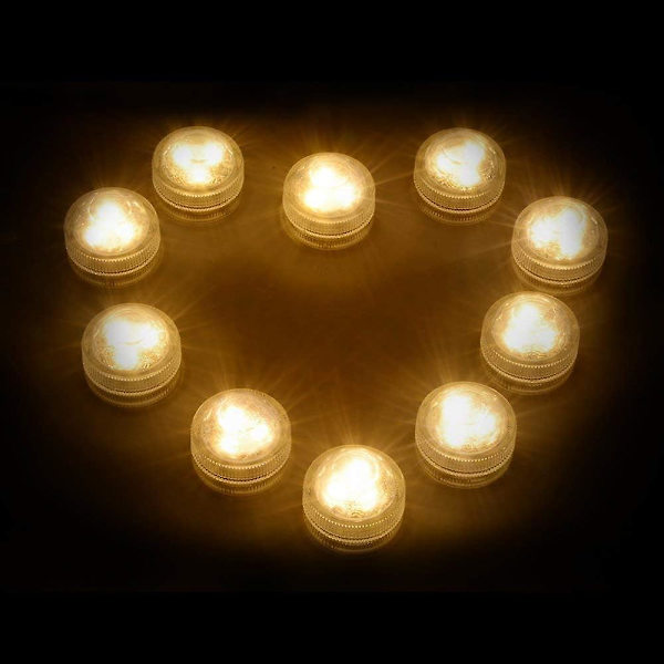 12x Vandtætte LED Flammeløse Telys, Batteridrevne Nedsænkelige Dekorative Lys (Varmt Hvidt)