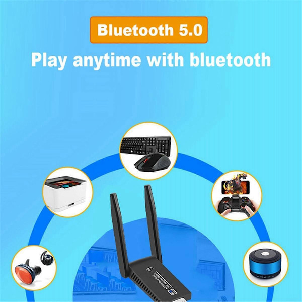 1300Mbps USB WiFi Adapter USB 3.0 Bluetooth 5.0 Dongle 2.4G&5GHz Dual Band WiFi 5 Netværk Trådløs WLAN Modtager