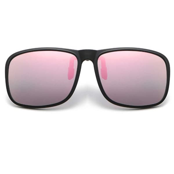 Foldable Sunglasses Clip-On Pink Mirror Lenses