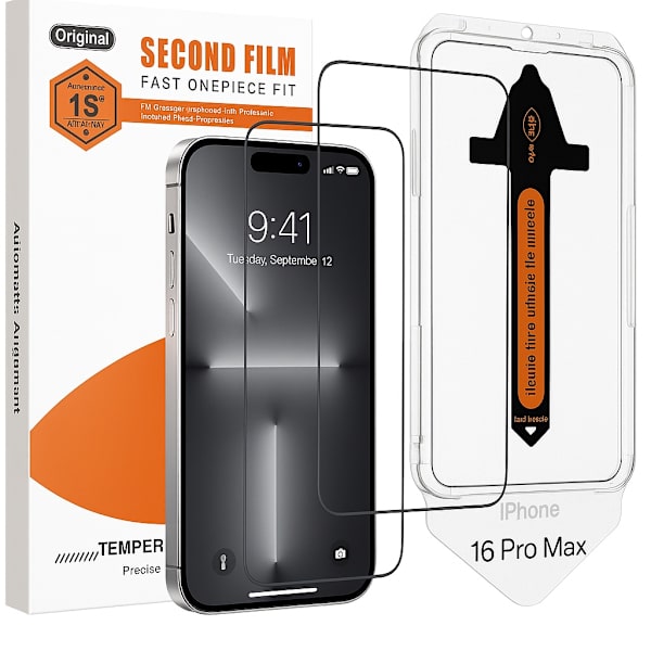 2-Pack Screen Protector Compatible with iPhone 16 Pro Max – Mounting Frame