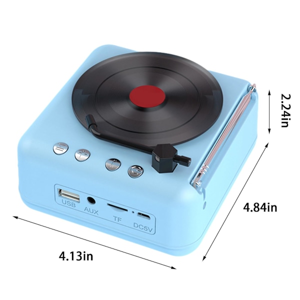 Levy soitin Langaton Bluetooth-ääni Retro Luovat Mini Kannettava Kortti Insert Pieni Kaiutin Subwoofer Lahja 20240358