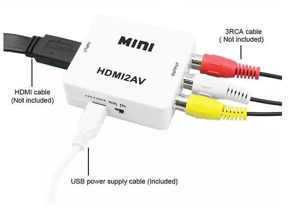RCA AV til HDMI Konverter / Adapter 1080P Universal Sort