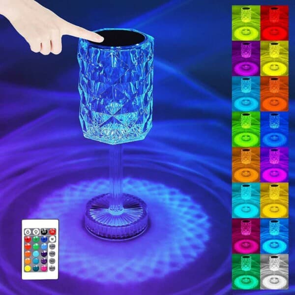 Crystal LED Lamp 16 Colors Remote Control Touch Rechargeable