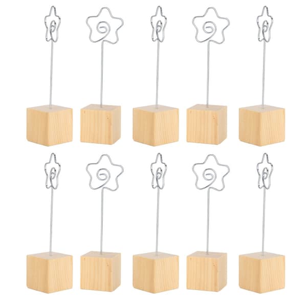 10 stk Fotoholder med solid trebunn og metallklemme