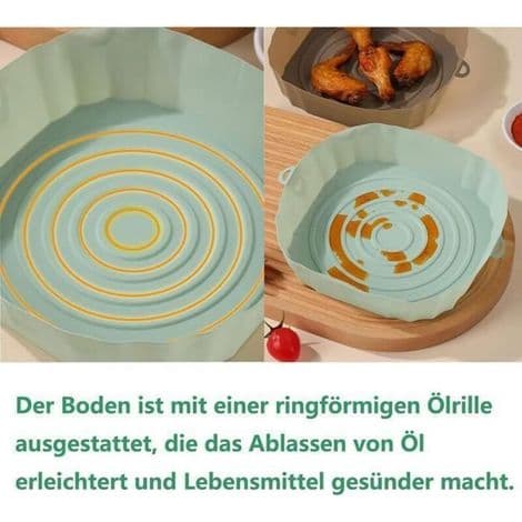 3-delt tilbehørssett til airfryer (20 cm), silikonform til airfryer, gjenbrukbar silikonkurv til airfryer