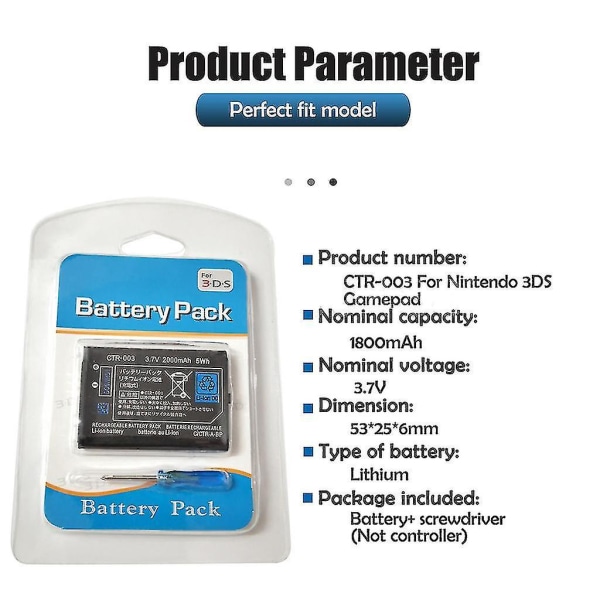 3.7v 2000mah Genopladeligt Lithium-ion Batteri Med Værktøjssæt Passer Til 3ds
