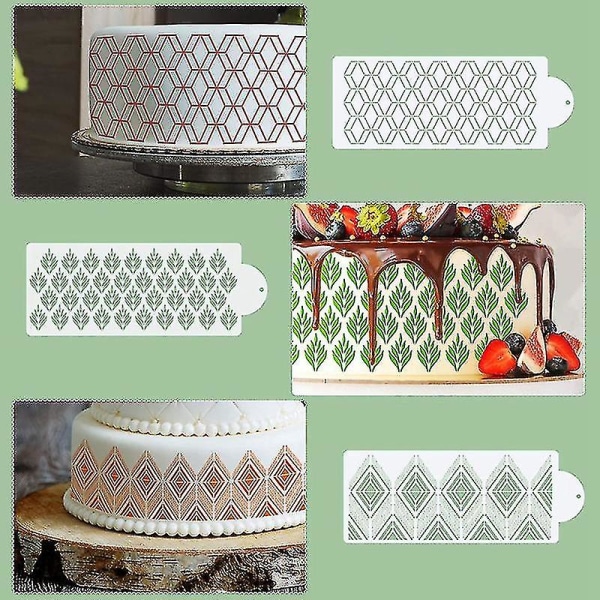 6 Pcs Cake Decorating Stencils Floral Cake Templates Cake Printing Hollow Lace Decoration Molds Dec