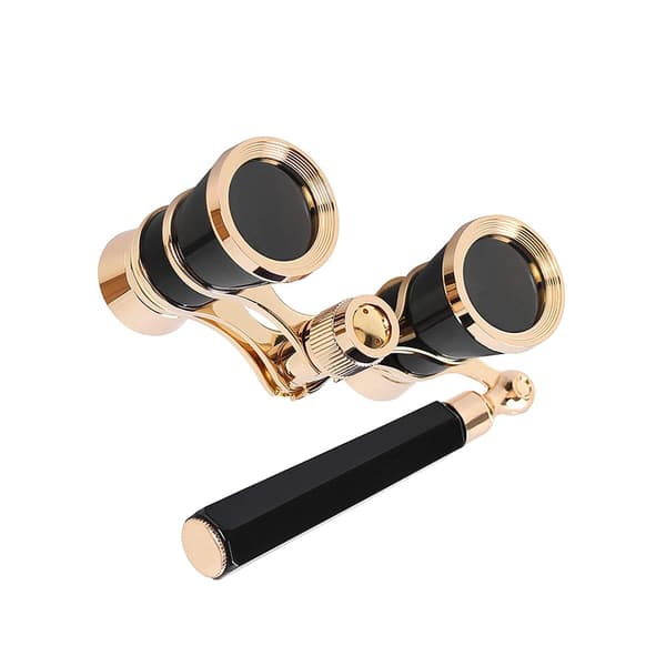 Compact 3x25 Binoculars with Handle - Black Opera Glasses for Theater, Bird Watching & Travel
