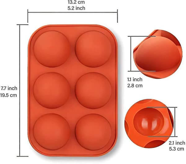 4 stk. Medium Halvkule Silikonform, 4 forskjellige farger Bakeform