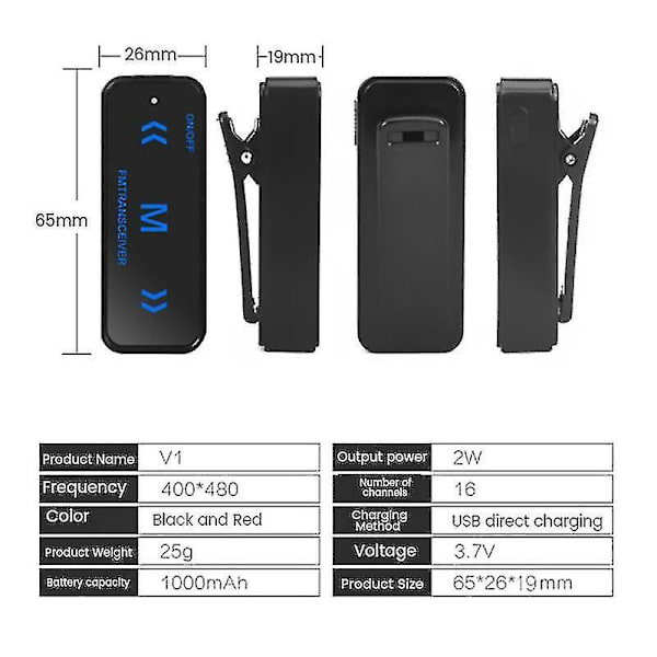 2 kpl Mini Walkie Talkie 400-470MHz 2-suuntainen radio 3W Lähetin-vastaanotin Kuulokkeet Kuulosuojaimet USB-virralla