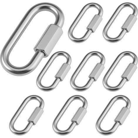 8 stk. Quick Link Skruelås Karabinhage Sjakkel Rustfrit Stål φ6 mm Kapacitet, Rustfrit Stål Hurtigfikserende Karabinhager