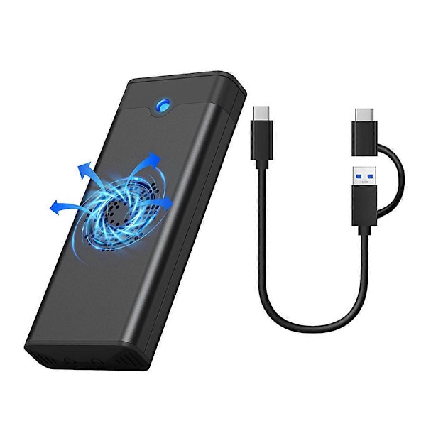 M.2 NVME NGFF Dubbelprotokoll Extern SSD-kapsling Adapter med Kylfläkt 10Gbps Type-C 3.1 SSD-box för 2230-B