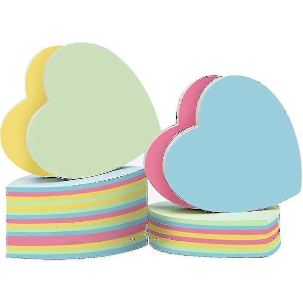 Hjerteformede Sticky Notes - 10 Blokke 76x76mm Selvklæbende Post Memo Søde Blandede Farver Til Kontor Acsergery Gave