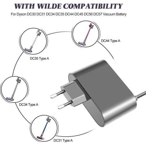 Dyson-laddare kompatibel med DC30 DC31 DC34 DC35 DC44 DC45 DC56 DC57 - 16.75V/24.35V Dyson dammsugarbatteri