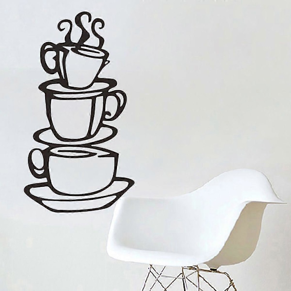 Trendy Avtakbar DIY Kjøkkeninnredning Kaffehus Kopp Veggklistremerker (Svart)