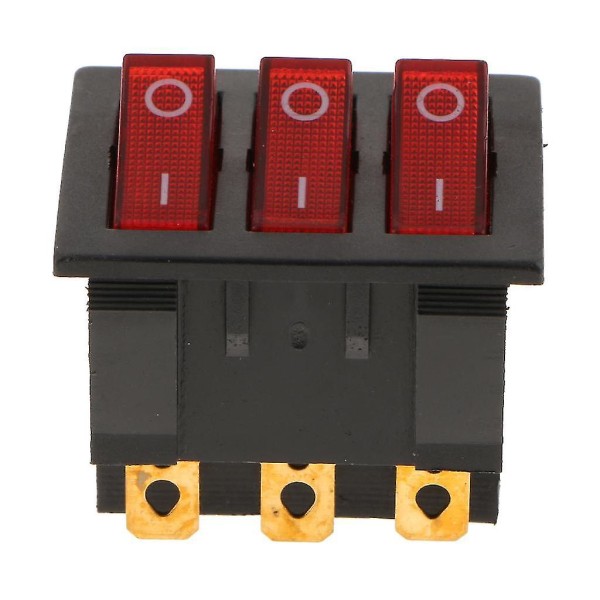 2x Kcd3 9-nastainen Punainen Led-valoinen Kytkimen Vaihdin Neliö Push-in AC 16a/30a 250v Uusi