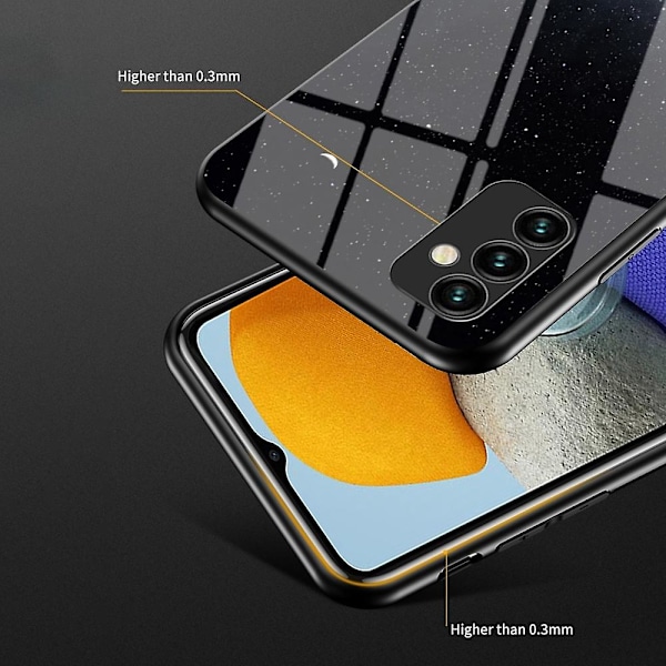 Til Samsung Galaxy M23 5G/F23 5G Anti-ridse Hærdet Glas Bagside+Hård PC+TPU Beskyttelsescover