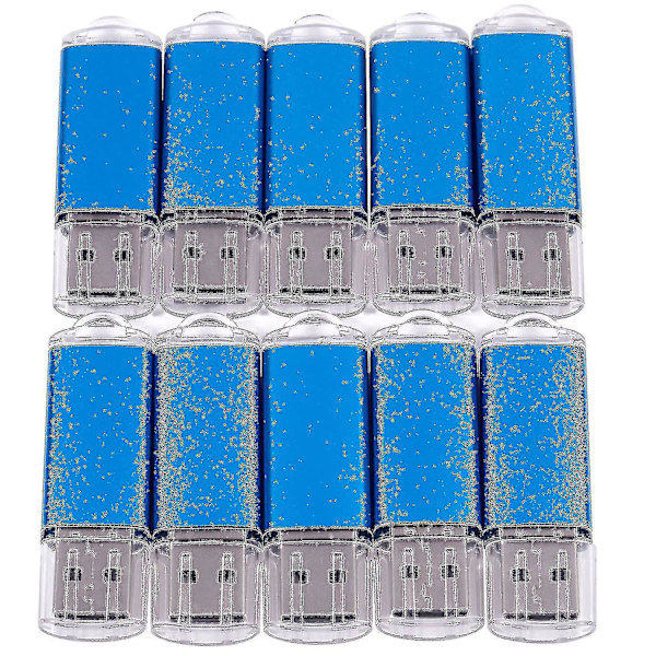 10 x USB-hukommelse 2.0 Hukommelsesnøgle Flashdrev 128 MB Gave Blå