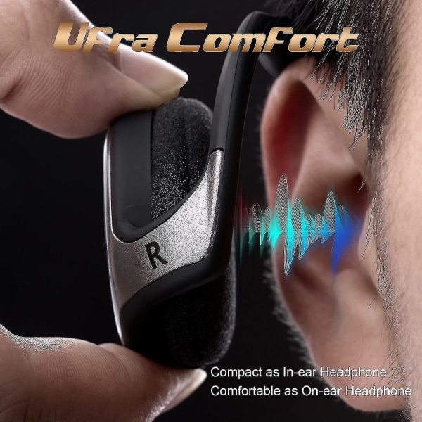 Bluetooth hörlurar, sportlöpare, nolltryck och design i fickstorlek Trådlösa hopfällbara hörlurar med hifi-stereoljud, tydlig röstupptagning