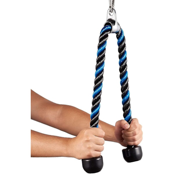 Heavy Duty Tricep Rope 36 tum Pull Down Fitness Cable Attachment Machine Belagd Nylon Rope Med Rostfritt Stål Snap Hook--