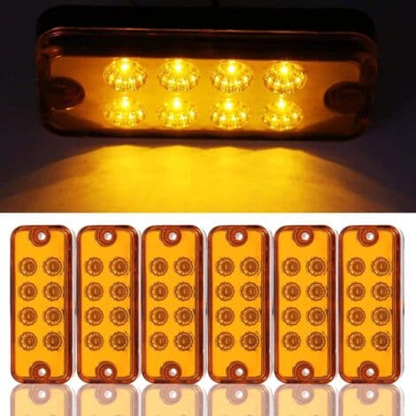 6 stk. 8 LED Sidemarkeringslys til Lastbil Trailer Lastbil Gul